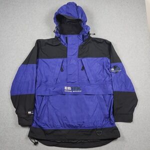 Vintage Eddie Bauer‎ EBTEK Anorak Jacket Mens Small Blue Black Hood Zip